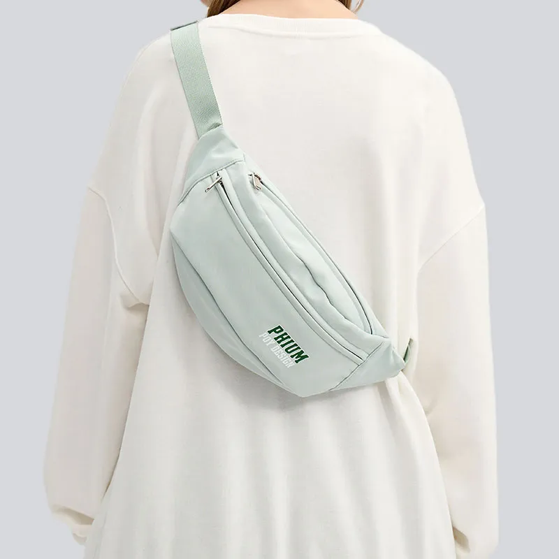 POY Nylon Fabric Women's Bag Men's Cycling Sling Bag Trumpets Unisex Light Green-10