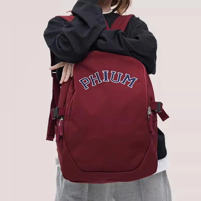 POY Nylon Fabric University Student & High School Student Backpack For Men & Women's Regular Unisex Burgundy-8