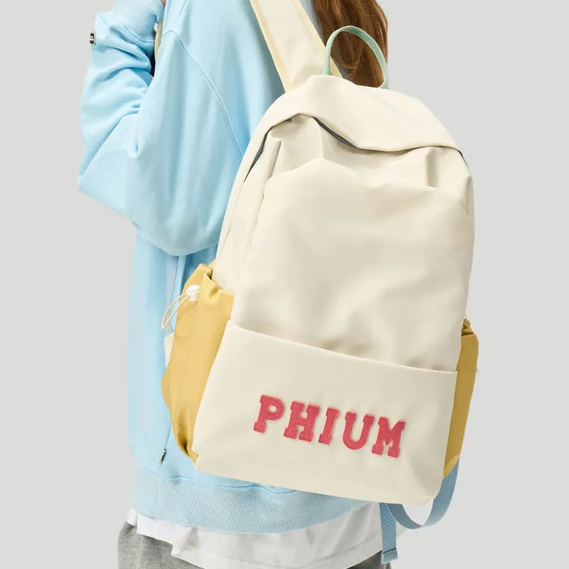 POY Nylon Fabric Backpack Medium Size Unisex Yellow-1