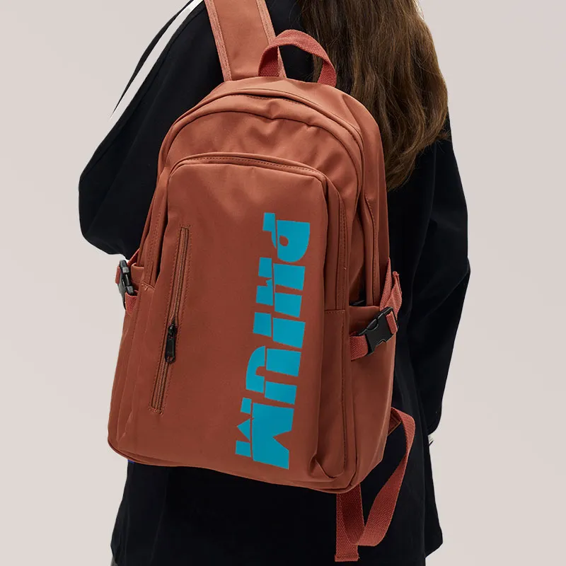 POY Nylon Fabric Backpack Medium Size Unisex Moon Gray/Strawberry Pink/Night Black-1