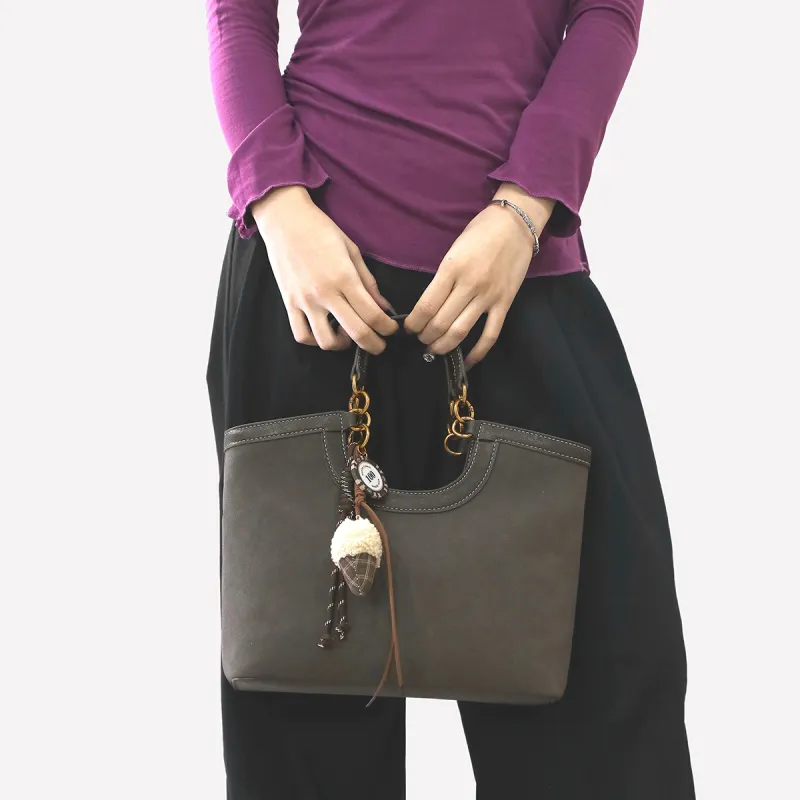 Mulinsen Polyurethane PU Tote Togo Shopping Bag Handbag Women's Dark Gray-2
