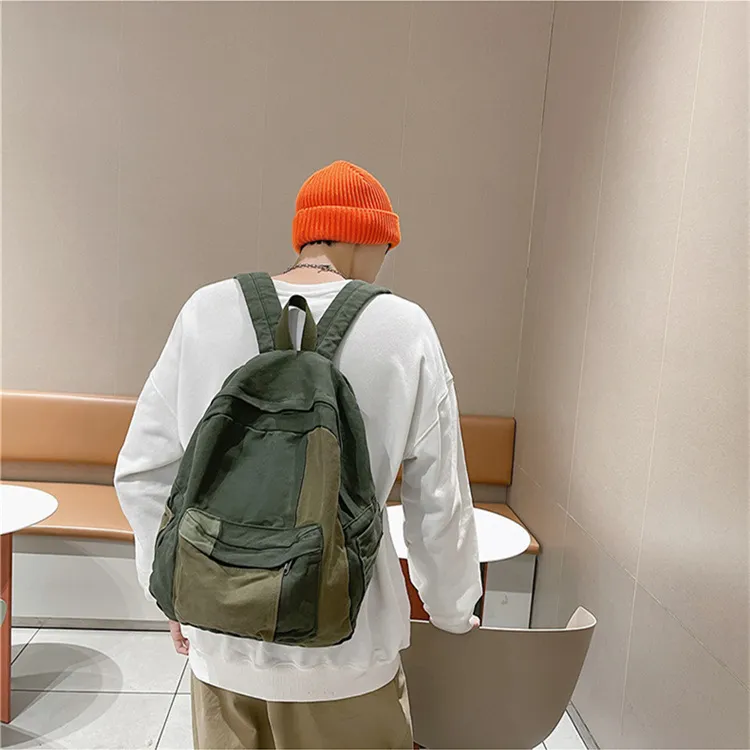 Worm's Home Canvas Backpack Regular Unisex Army Green/Red/Yellow/Black/Blue-11