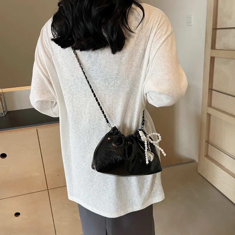 Worm's Home PU Shoulder Bag, Crossbody Bag Women's White/Silver/Black-16