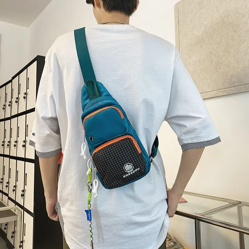 Worm's Home Nylon Sling Bag Unisex White/Black/Dark Gray/Light Gray/Blue-19
