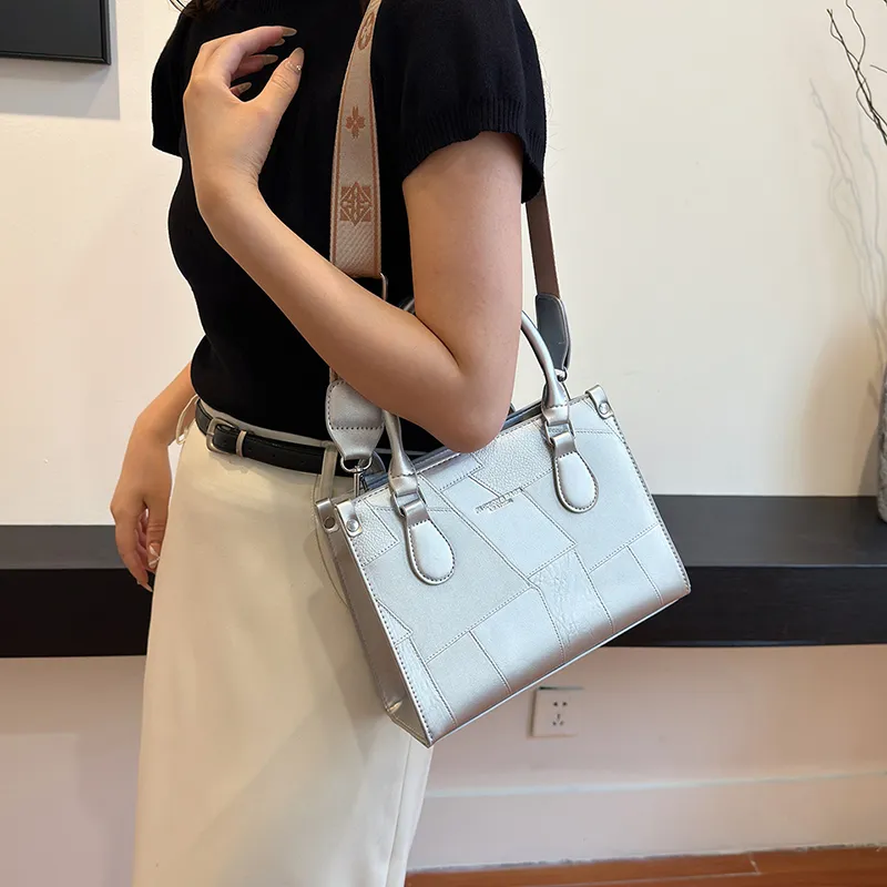 WHEELY BABY+ PU One Shoulder Handbags Regular Women's Ecru/Silver/Black-8
