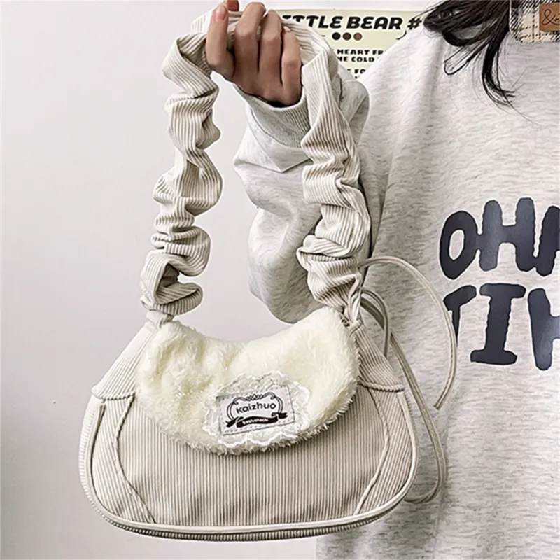 Worm's Home Canvas Crossbody Bags Shoulder Bags Handbags Regular Women's White-3