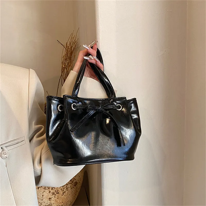 Worm's Home PU Tote Bag, Shopping Bag, Handbag, Shoulder Bag Regular Women's White/Red/Black/Pink/Blue-7