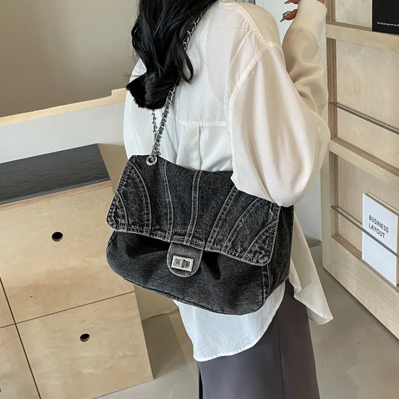 Worm's Home Denim Crossbody Bags Shoulder Bags Handbags Women's Black/Light Blue/Dark Blue-20