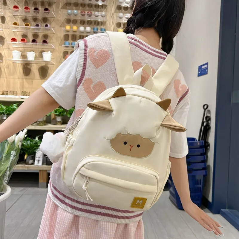 Worm's Home Nylon Backpack Regular Women's White/Khaki/Black-2