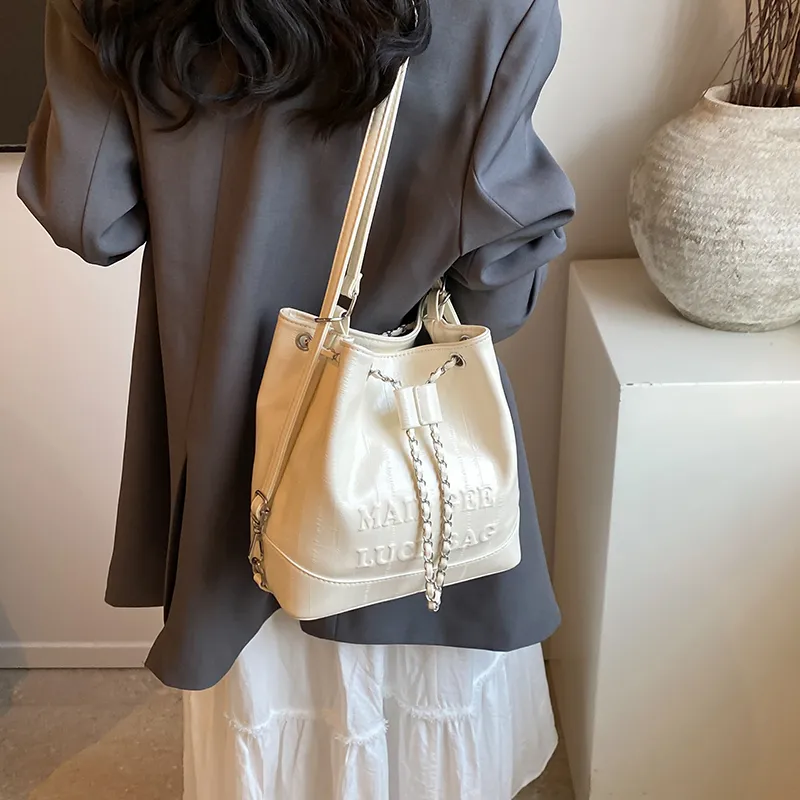 Worm's Home PU One Shoulder Crossbody Backpack Handbag Regular Women's White/Silver/Black-6