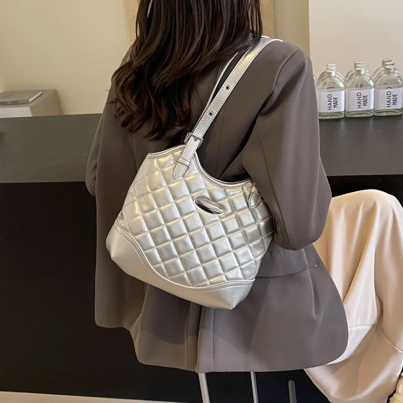 Worm's Home PU Shoulder Bag, Crossbody Bag, Handbag Women's White/Silver/Black/Blue/Pink-10