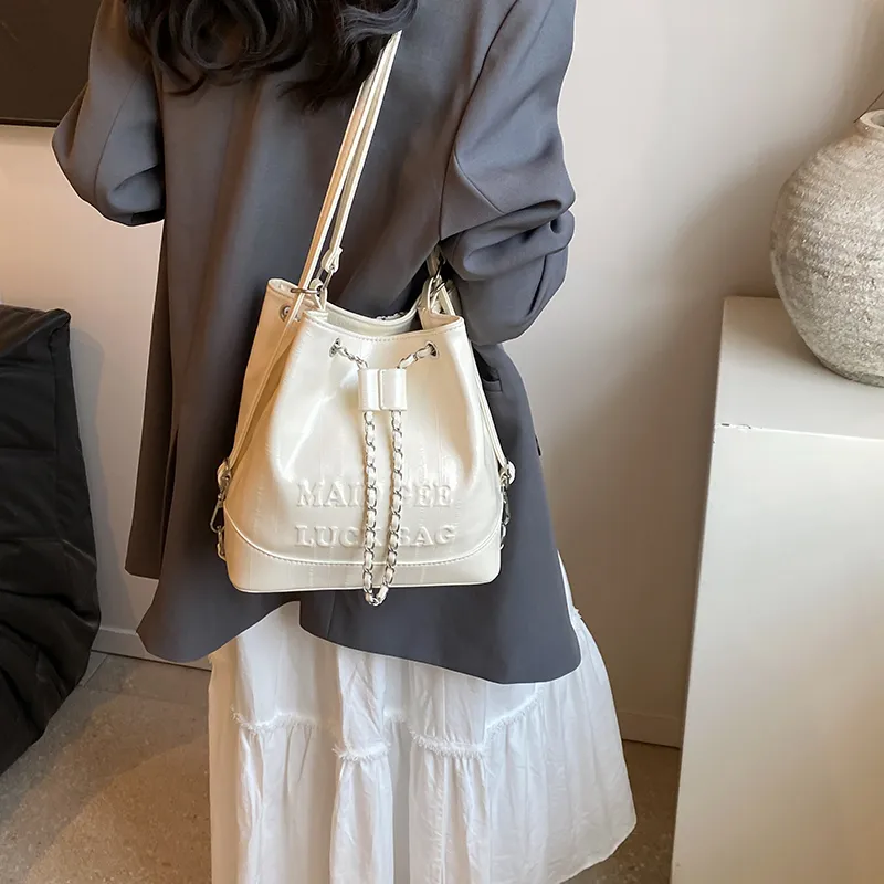Worm's Home PU One Shoulder Crossbody Backpack Handbag Regular Women's White/Silver/Black-4