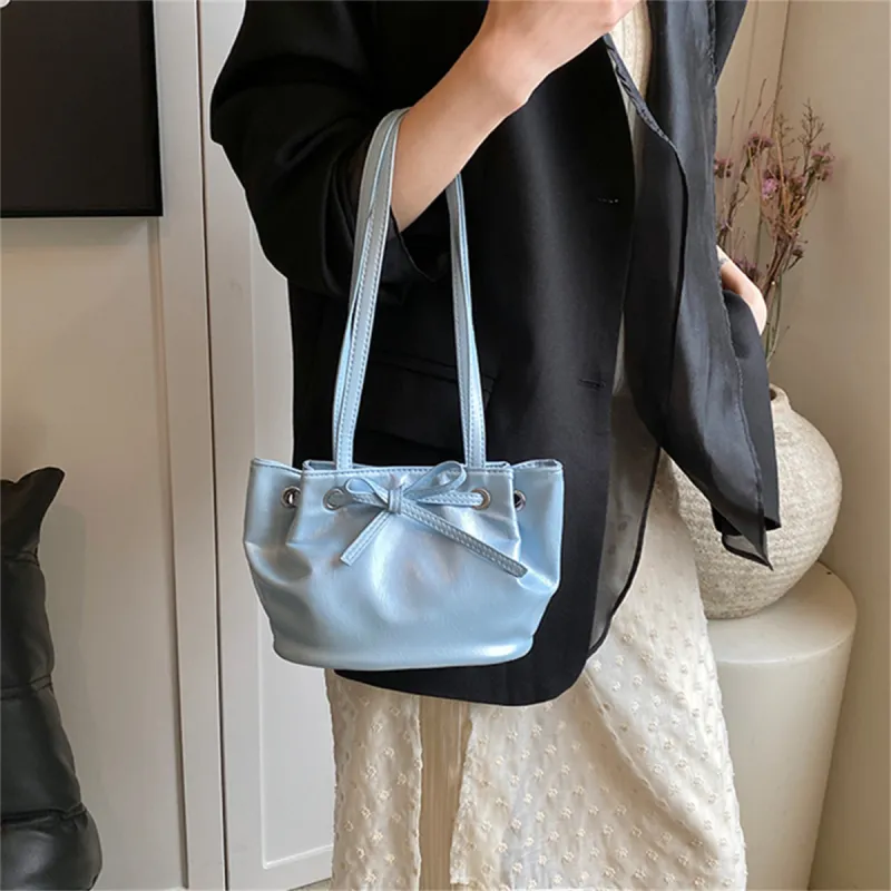Worm's Home PU Tote Bag, Shopping Bag, Handbag, Shoulder Bag Regular Women's White/Red/Black/Pink/Blue-12