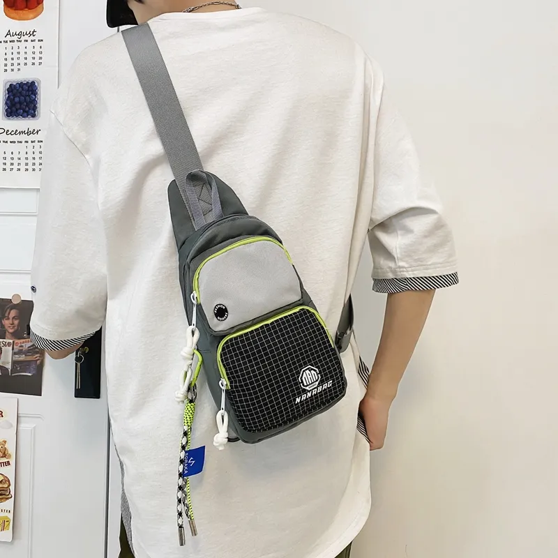 Worm's Home Nylon Sling Bag Unisex White/Black/Dark Gray/Light Gray/Blue-11