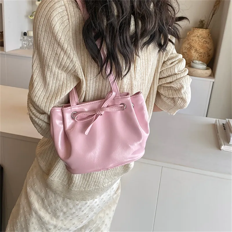 Worm's Home PU Tote Bag, Shopping Bag, Handbag, Shoulder Bag Regular Women's White/Red/Black/Pink/Blue-16
