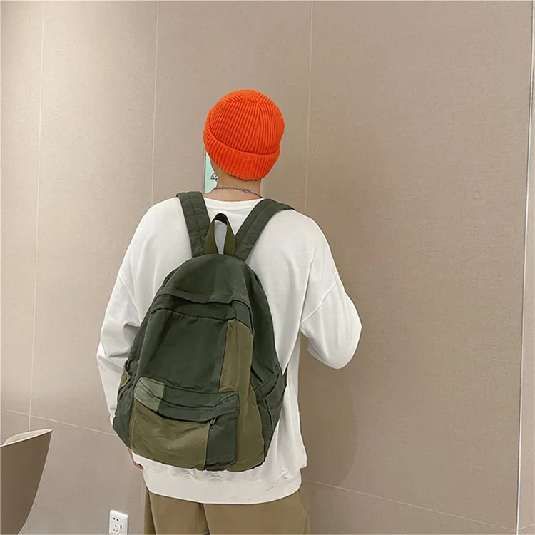 Worm's Home Canvas Backpack Regular Unisex Army Green/Red/Yellow/Black/Blue-12