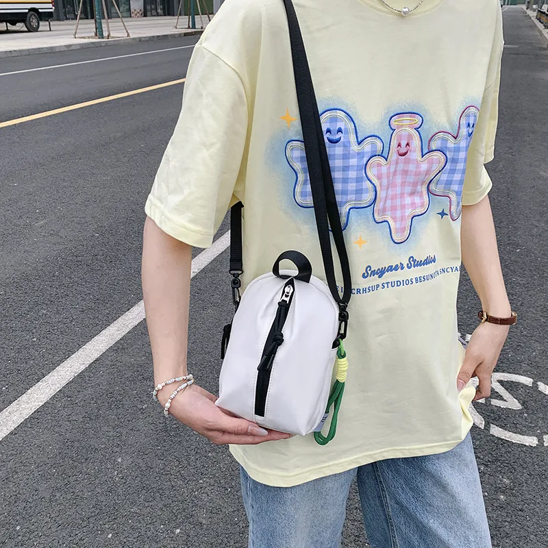 Worm's Home Canvas Bag, Crossbody Bag Unisex White/Black/Red/Green/Blue-2
