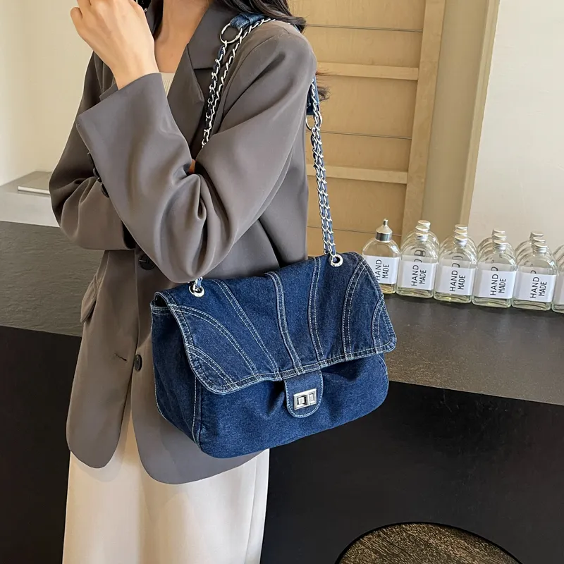 Worm's Home Denim Crossbody Bags Shoulder Bags Handbags Women's Black/Light Blue/Dark Blue-10