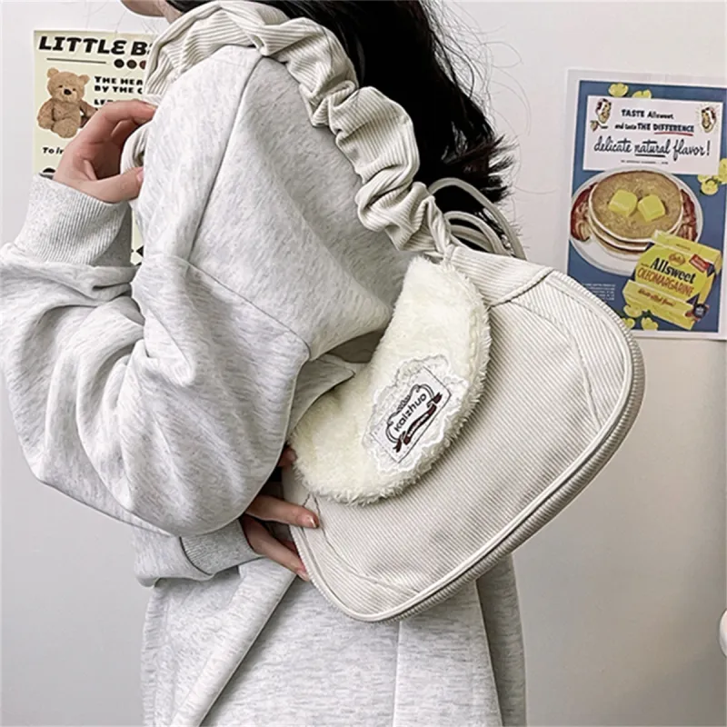 Worm's Home Canvas Crossbody Bags Shoulder Bags Handbags Regular Women's White-2