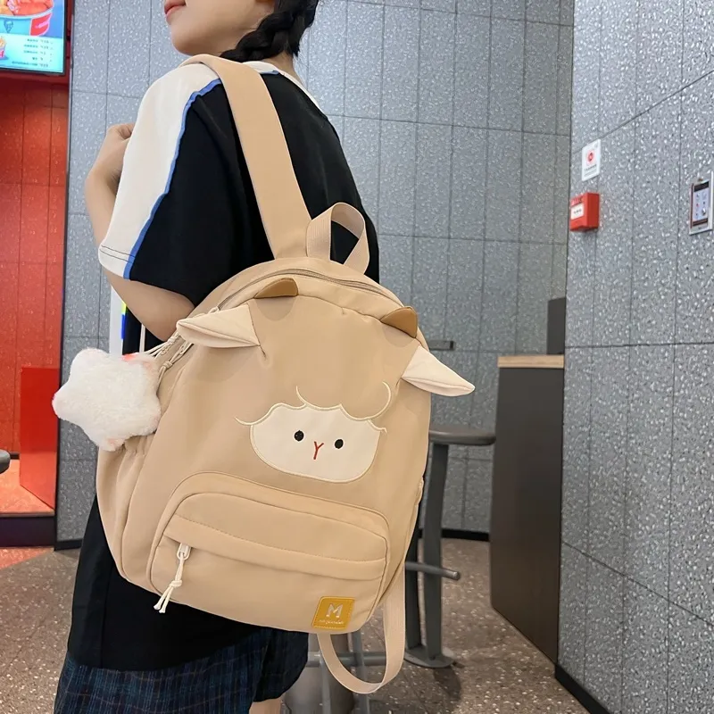 Worm's Home Nylon Backpack Regular Women's White/Khaki/Black-6