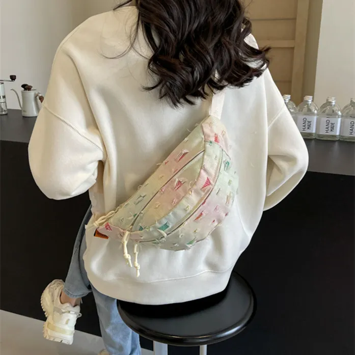 Worm's Home Canvas Bag, One Shoulder Portable Sling Bag, Crossbody Bag Regular Women's Small Plaid/Square/Stars-4