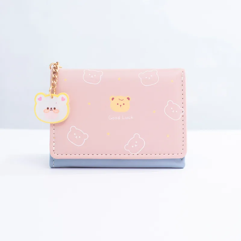Worm's Home PU Card Holder Small Size Women's Pink/Green/Purple/Blue/White/Black-1