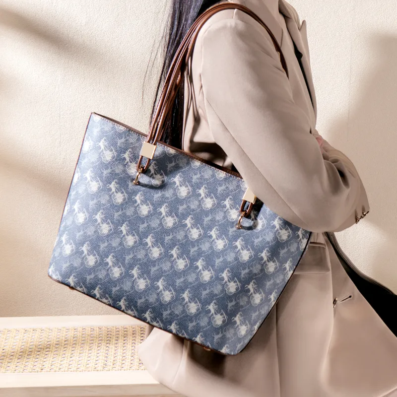 WHEELY BABY+ Synthetic Leather Shoulder Bag, Handbag Regular Women's Blue & Coffee-2