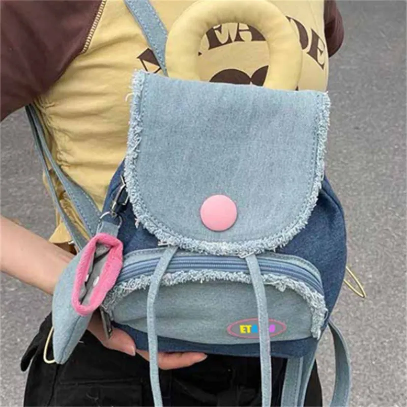 Worm's Home Canvas One Shoulder Portable Backpack Regular Women's Blue-3