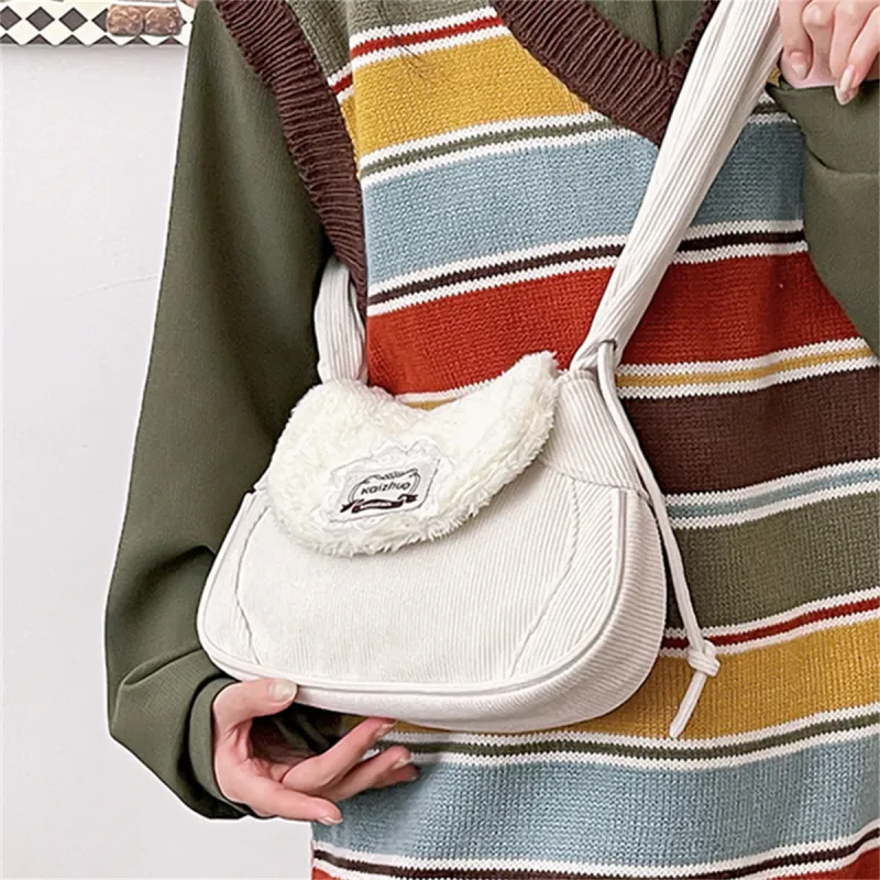 Worm's Home Canvas Crossbody Bags Shoulder Bags Handbags Regular Women's White-6