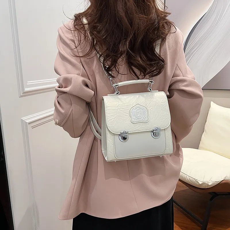 Worm's Home PU Backpack Women's White/Silver/Black/Pink-1