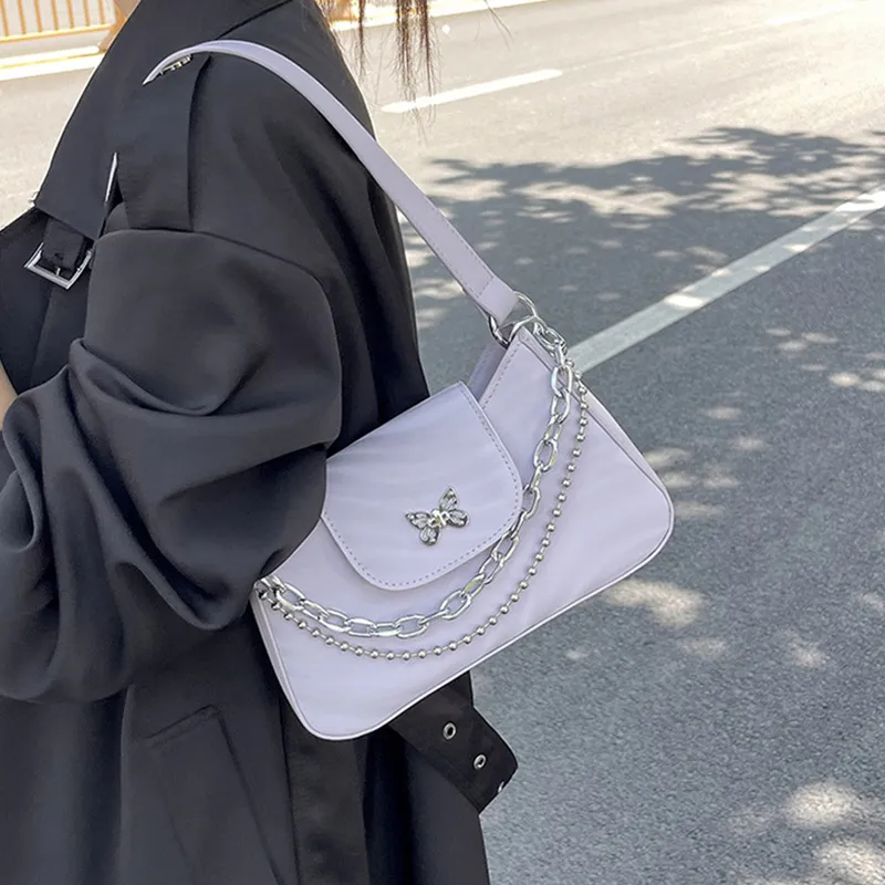 ZUONU PU Shoulder Bag, Crossbody Bag Small Size Women's Ecru/Silver/Light Purple/Black-18