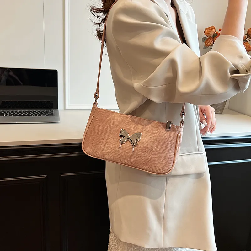 Worm's Home PU One Shoulder Handbag Crossbody Bag Women's Khaki/Black/Pink-8