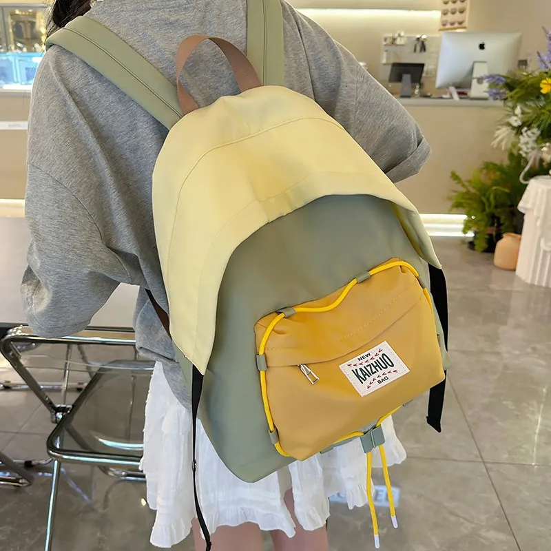Worm's Home Nylon Backpack Regular Women's Green/Yellow-7