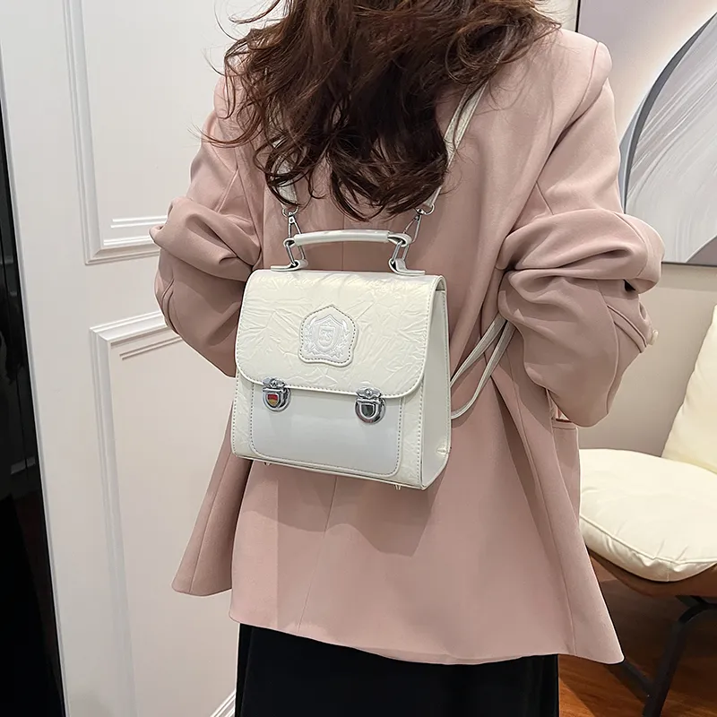 Worm's Home PU Backpack Women's White/Silver/Black/Pink-2