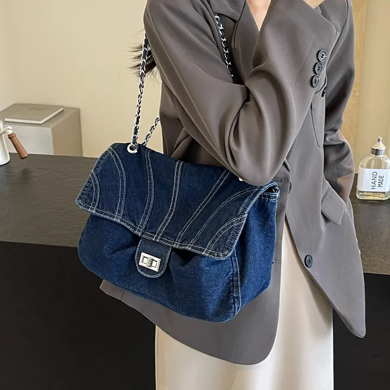 Worm's Home Denim Crossbody Bags Shoulder Bags Handbags Women's Black/Light Blue/Dark Blue-13