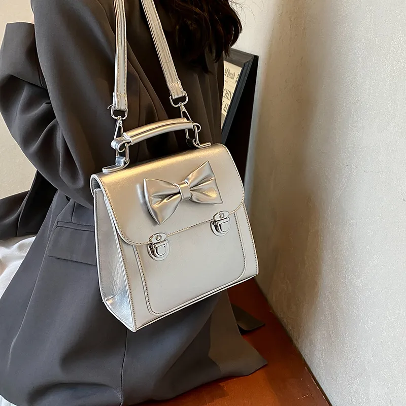 Worm's Home PU Carry Backpack Regular Women's White/Silver/Black-9
