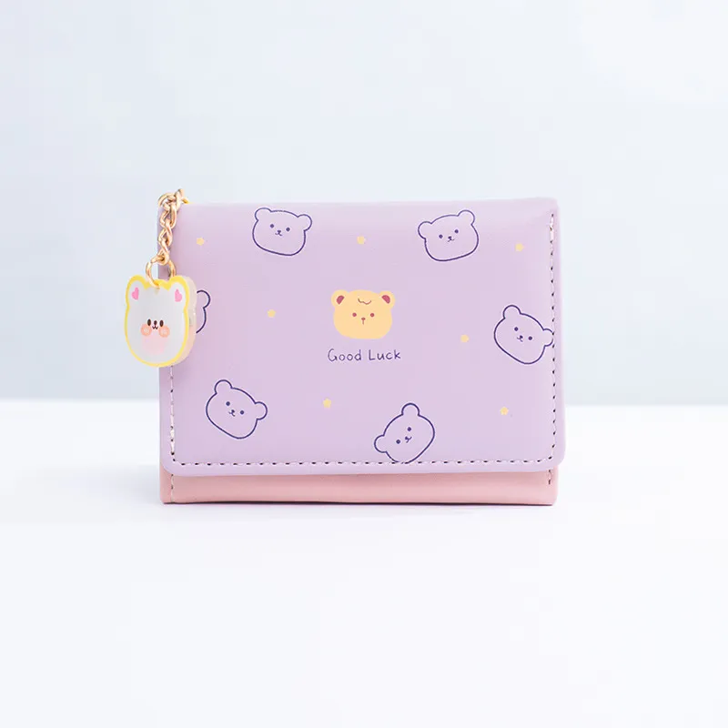 Worm's Home PU Card Holder Small Size Women's Pink/Green/Purple/Blue/White/Black-5