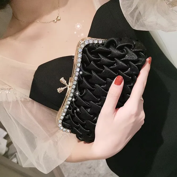 WHEELY BABY+ Silk Satin Crossbody Bag Clutch Regular Women's Black-1