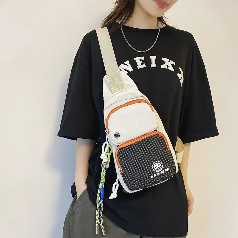 Worm's Home Nylon Sling Bag Unisex White/Black/Dark Gray/Light Gray/Blue-1