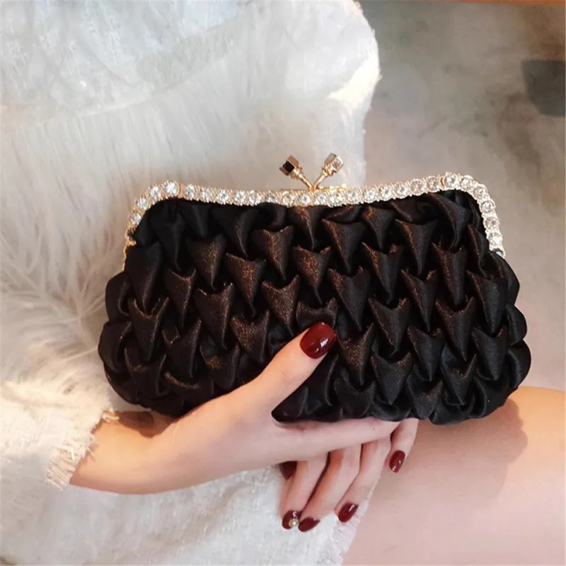 WHEELY BABY+ Silk Satin Crossbody Bag Clutch Regular Women's Black-4
