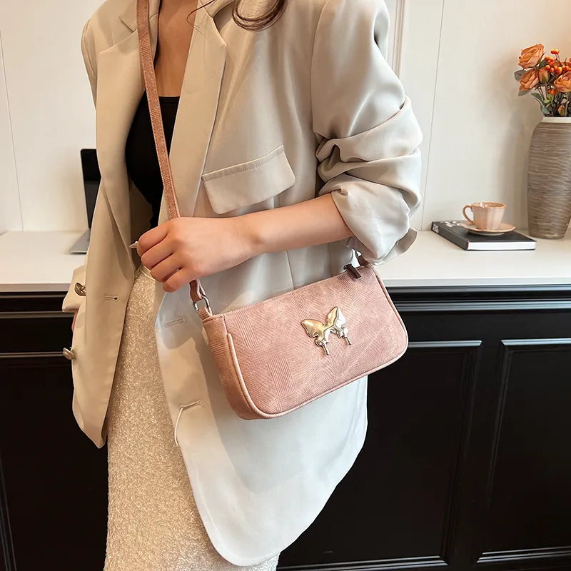Worm's Home PU One Shoulder Handbag Crossbody Bag Women's Khaki/Black/Pink-11