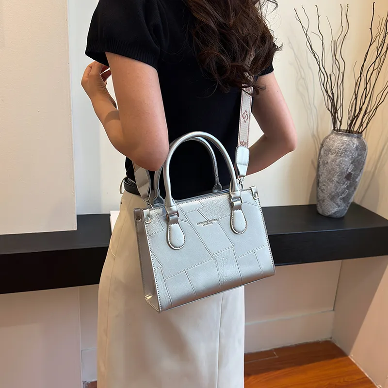 WHEELY BABY+ PU One Shoulder Handbags Regular Women's Ecru/Silver/Black-9