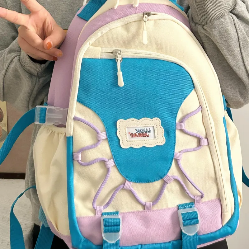 Worm's Home Nylon Backpack Regular Women's White/Red/Blue/Pink-1