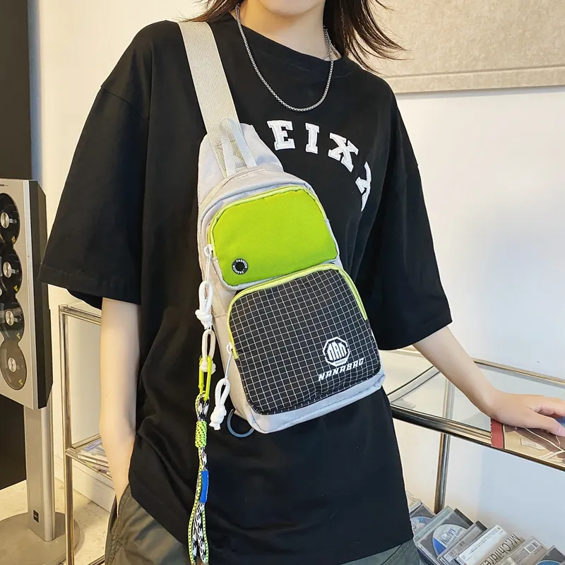 Worm's Home Nylon Sling Bag Unisex White/Black/Dark Gray/Light Gray/Blue-15