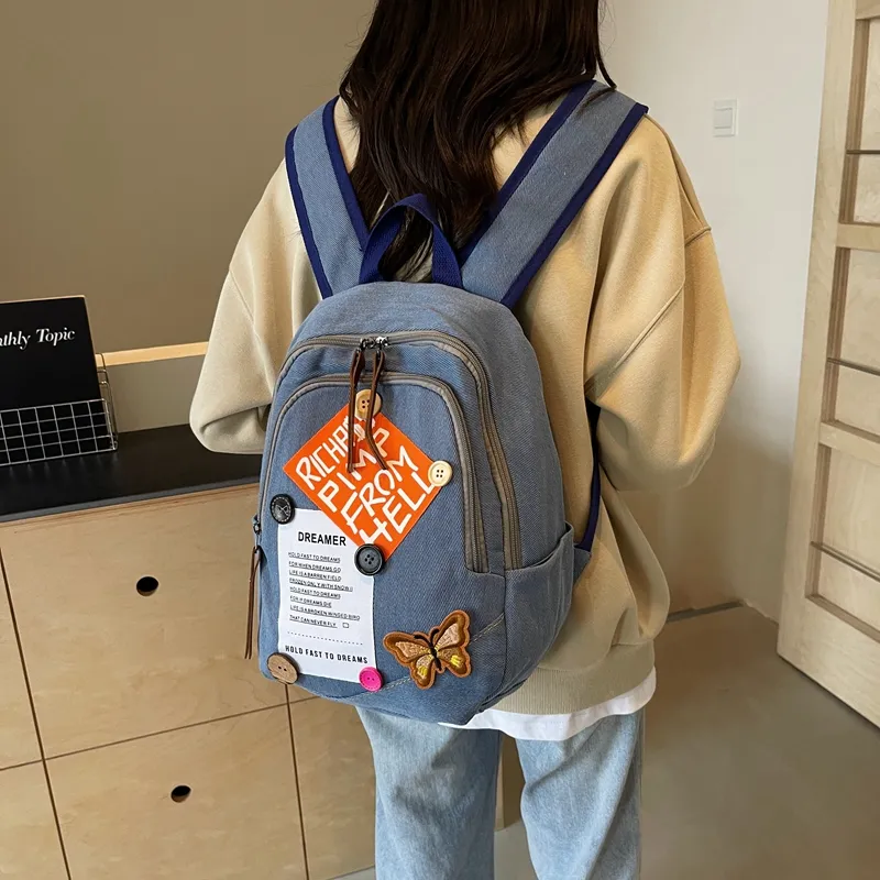 Worm's Home Denim Backpack Regular Women's Blue-2