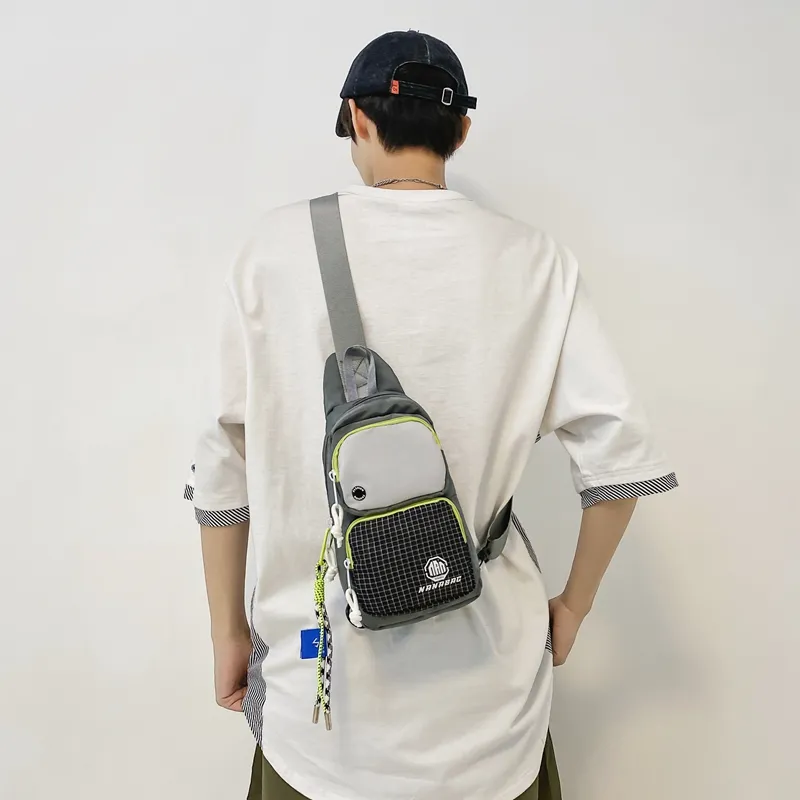 Worm's Home Nylon Sling Bag Unisex White/Black/Dark Gray/Light Gray/Blue-10