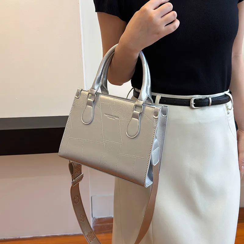 WHEELY BABY+ PU One Shoulder Handbags Regular Women's Ecru/Silver/Black-7