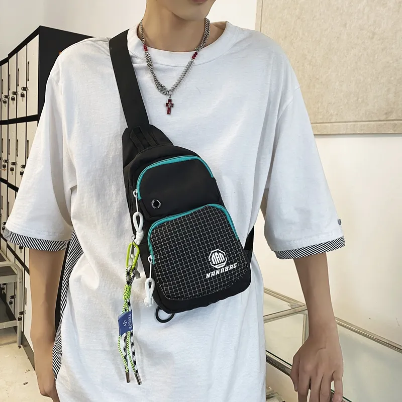Worm's Home Nylon Sling Bag Unisex White/Black/Dark Gray/Light Gray/Blue-6