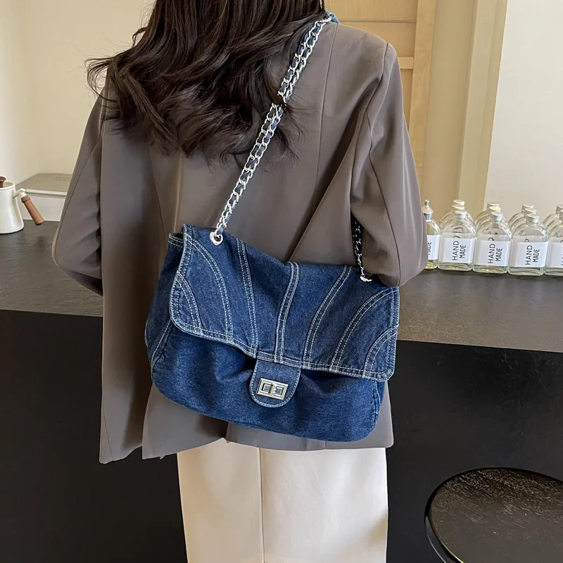 Worm's Home Denim Crossbody Bags Shoulder Bags Handbags Women's Black/Light Blue/Dark Blue-9