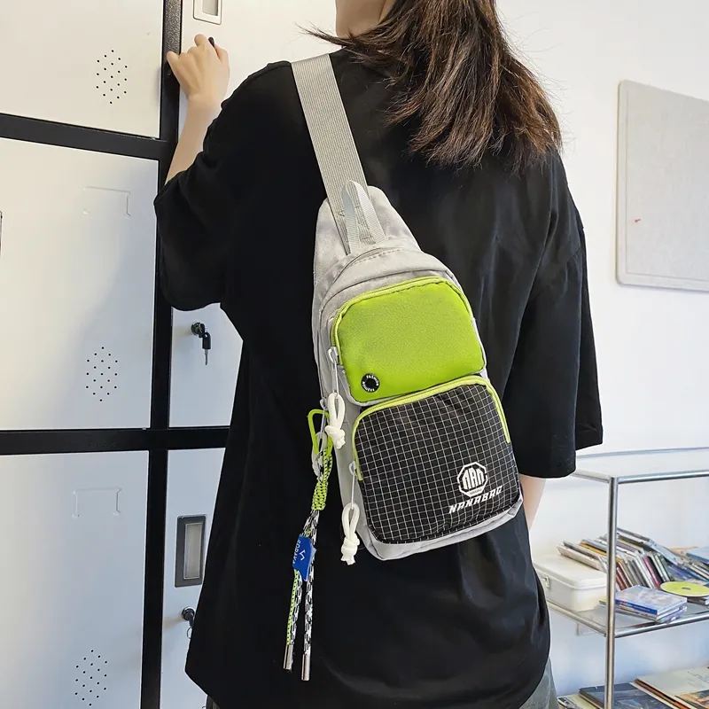 Worm's Home Nylon Sling Bag Unisex White/Black/Dark Gray/Light Gray/Blue-13